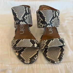 Calvin Klein Women's Snakeskin Sandals - Black and Gray